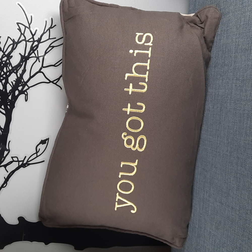 Inspirational Pillow Cotton Bed Toss Throw  Yellow Gray Plaid Gift You Got This